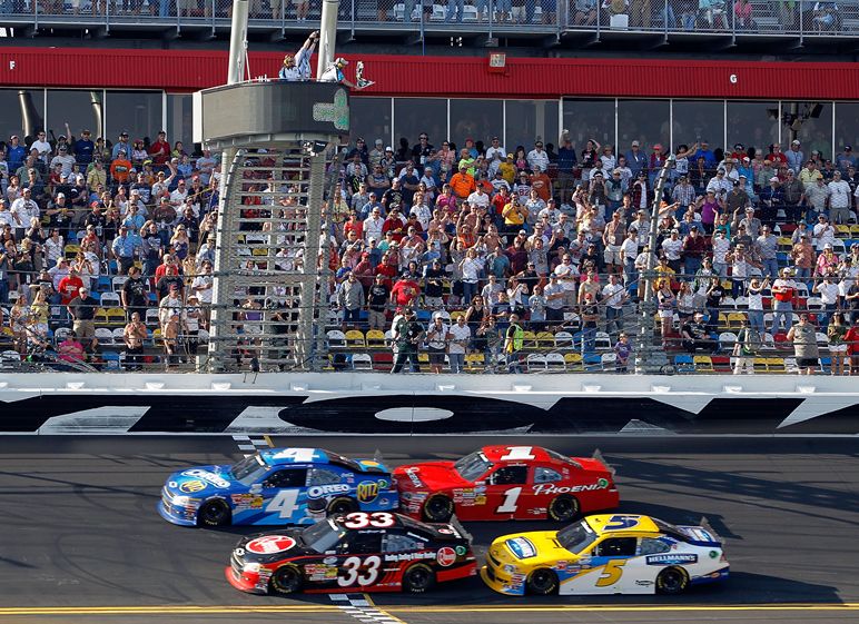 Tony Stewart brings the No. 4 Oreo/Ritz Chevrolet across the line first to win the Drive4COPD 300 at Daytona International Speedway in Daytona Beach, Fla. Credit: Tom Pennington/Getty Images for NASCAR